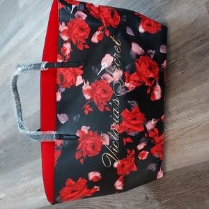 Victoria's Secret Floral Tote Bag Red and Black nwt Roses Valentines